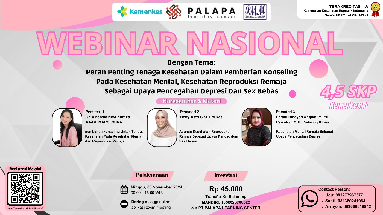 WEBINAR PERAN PENTIG TENAGA KESEHATAN DALAM PEMBERIAN KONSELING PADAKESEHATAN MENTAL,KESEHATAN REPRODUKSI REMAJA SEBAGAI UPAYA MENCEGAH DEPRESI DAN SEX BEBAS