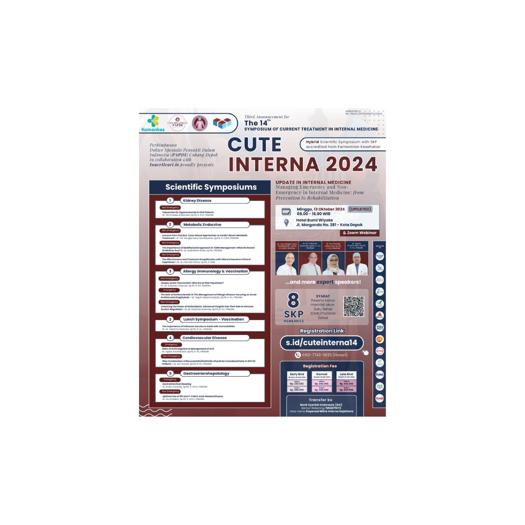 SIMPOSIUM CURRENT TREATMENT IN INTERNAL MEDICINE 2024 - UPDATE IN INTERNAL MEDICINE MANAGING EMERGENCY AND NON-EMERGENCY IN INTERNAL MEDICINE FROM PREVENTION TO REHABILITATION