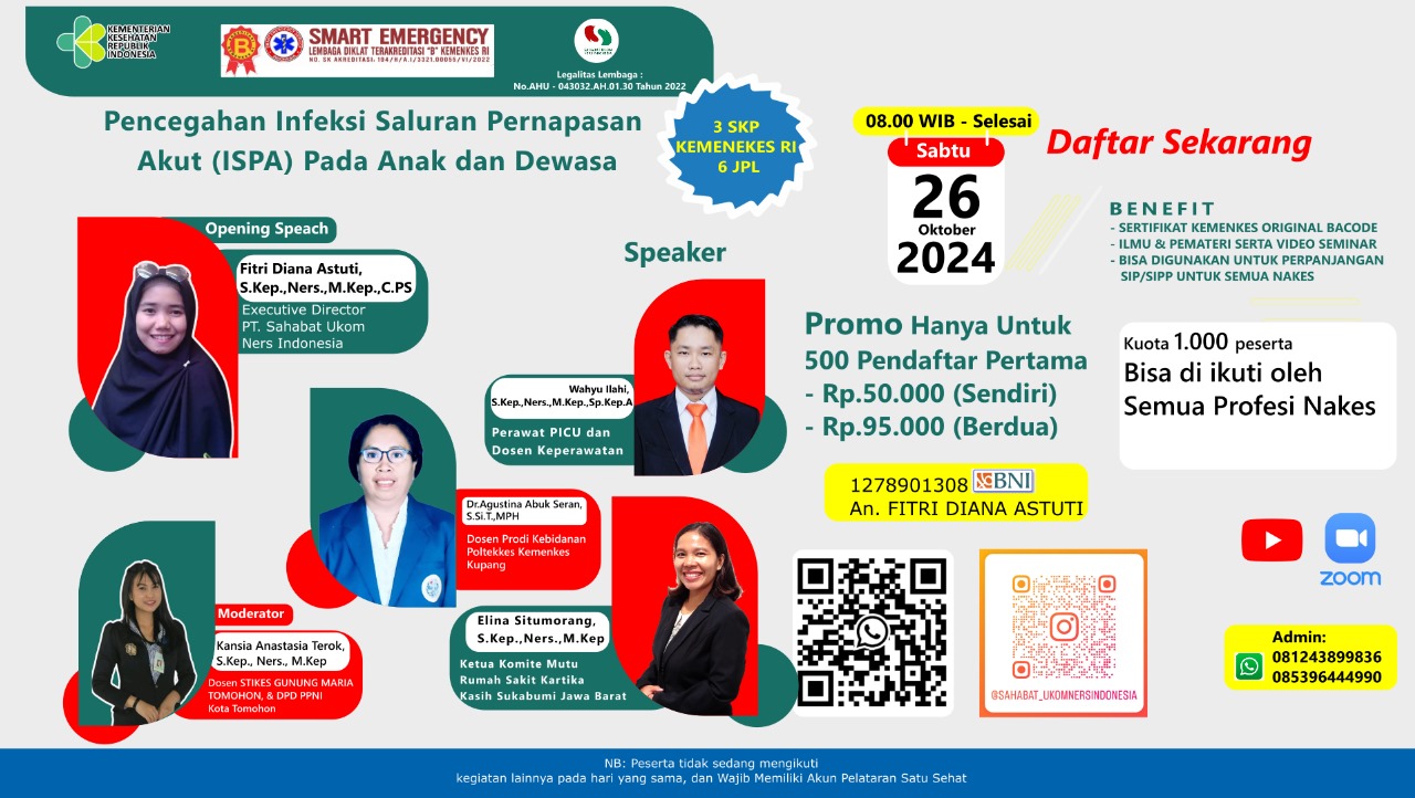 WEBINAR Sahabat Ukom Ners Indonesia dengan Tema Pencegahan Infeksi Saluran Pernapasan Akut (ISPA) Pada Anak dan Dewasa