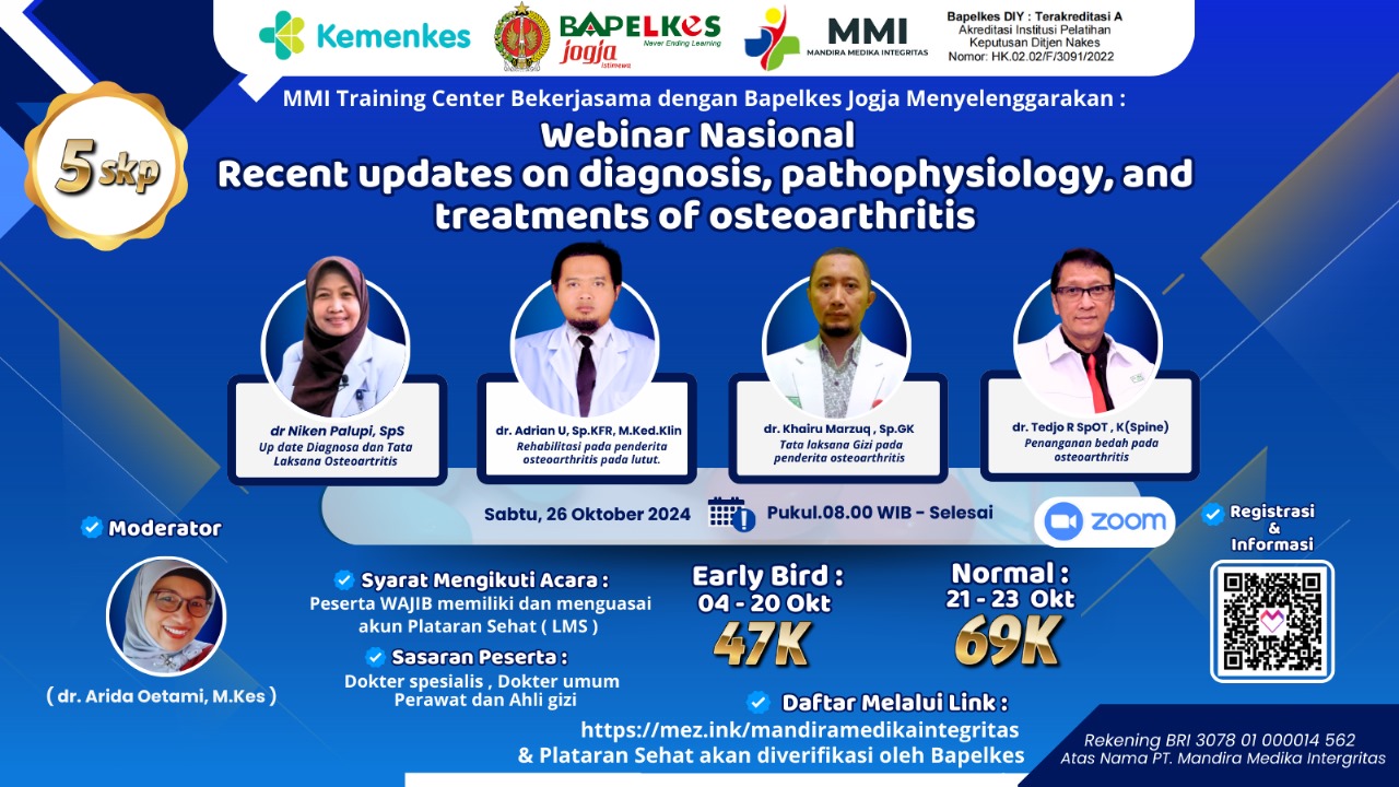 Webinar Recent Updates on Diagnosis, Pathophysiology, and Treatments of Osteoarthritis