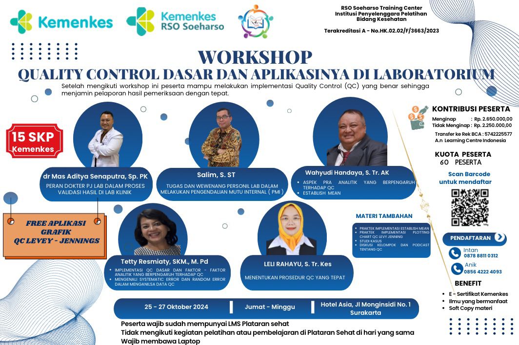 Workshop Quality Control Dasar dan Aplikasinya di Laboratorium