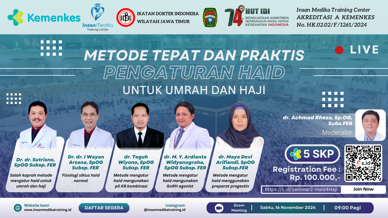 Seminar Metode Tepat dan Praktis Pengaturan Haid Untuk Umrah dan Haji