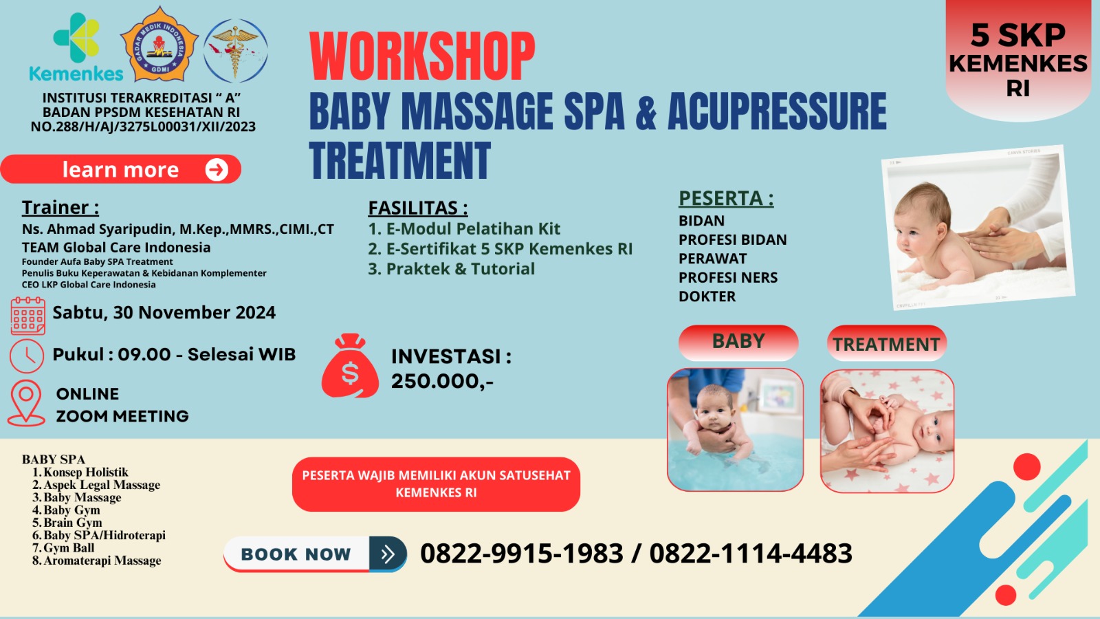 Workshop Baby Massage SPA  Acupressure Treatment