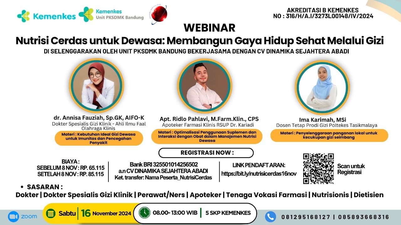 Webinar Nutrisi Cerdas untuk Dewasa Membangun Gaya Hidup Sehat Melalui Gizi