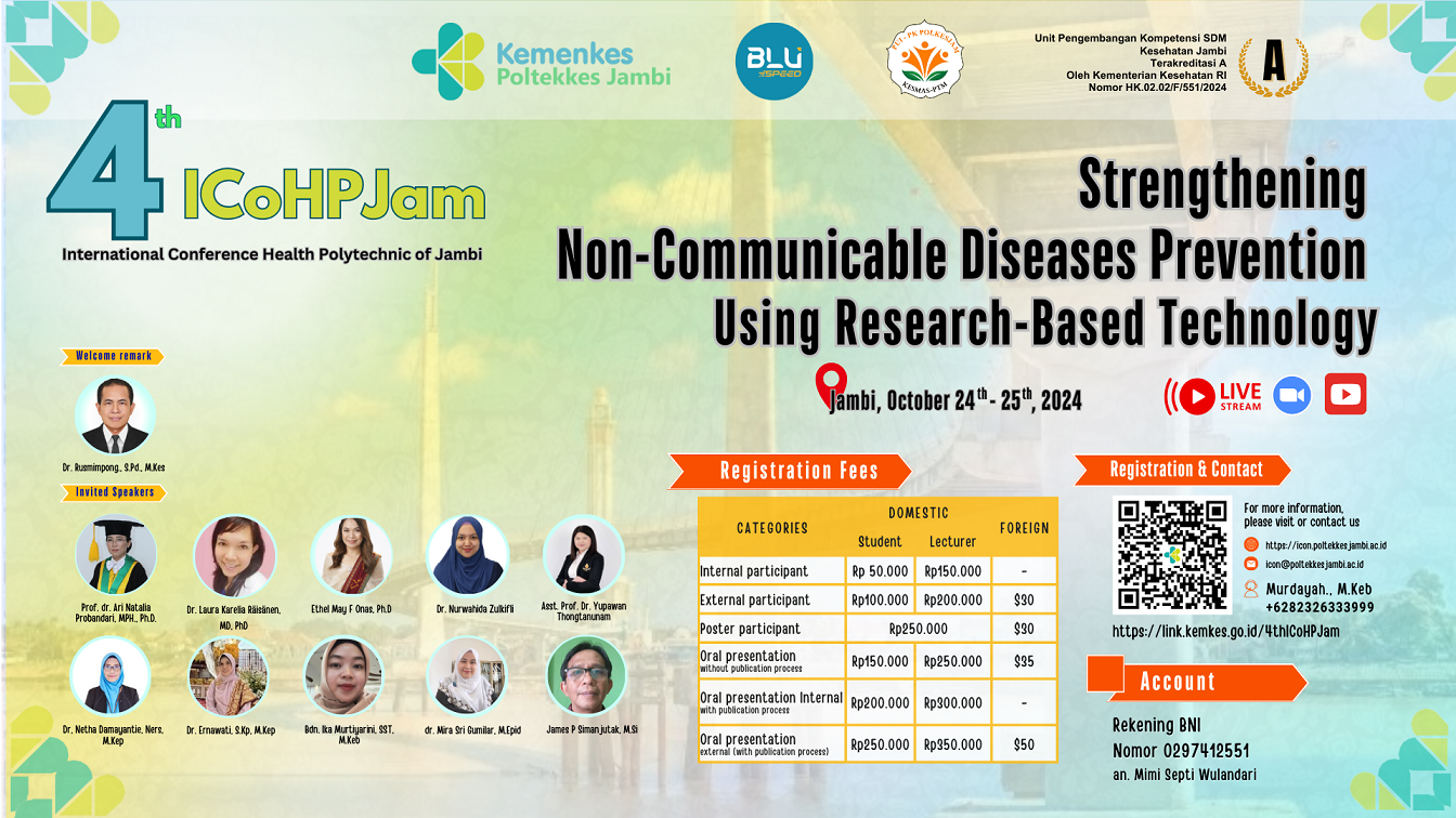 4th INTERNATIONAL CONFERENCE OF HEALTH POLYTECHNIC OF JAMBI Strengthening Non-communicable Diseases Prevention Using Research-based Technology