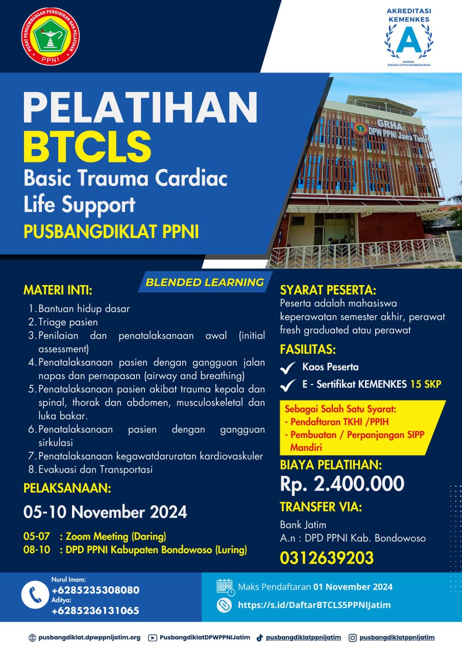 15616-Pelatihan Basic Trauma Cardiac Life Support (BTCLS) di DPD PPNI Kabupaten Bondowoso