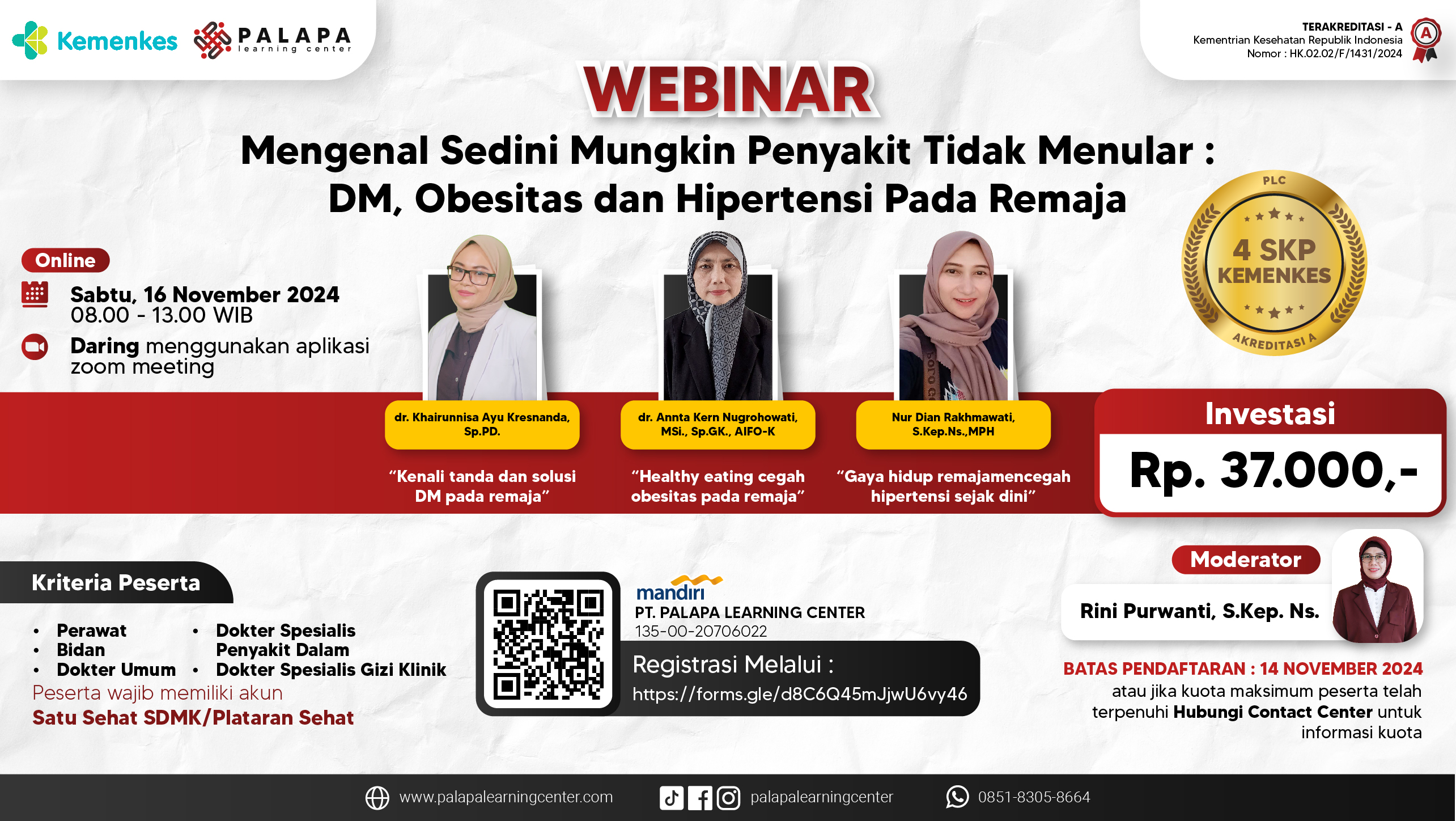 Webinar Mengenal Sedini Mungkin Penyakit Tidak Menular, DM, Obesitas dan Hipertensi Pada Remaja