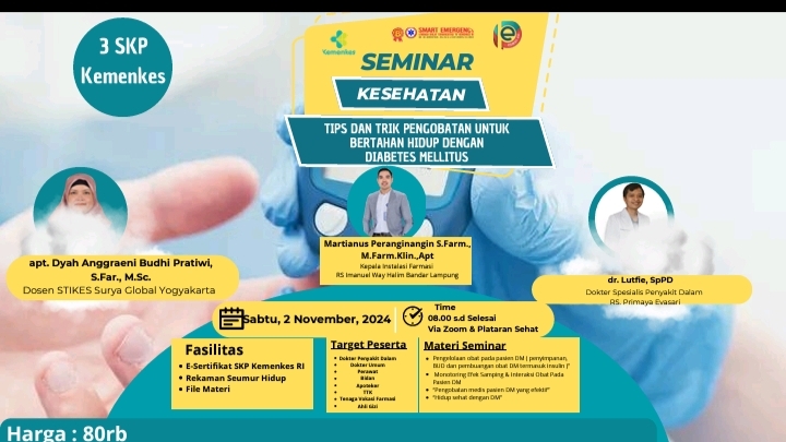 WEBINAR PEMSI EO dengan Tema Tips dan Trik Pengobatan untuk Bertahan Hidup dengan Diabetes Mellitus