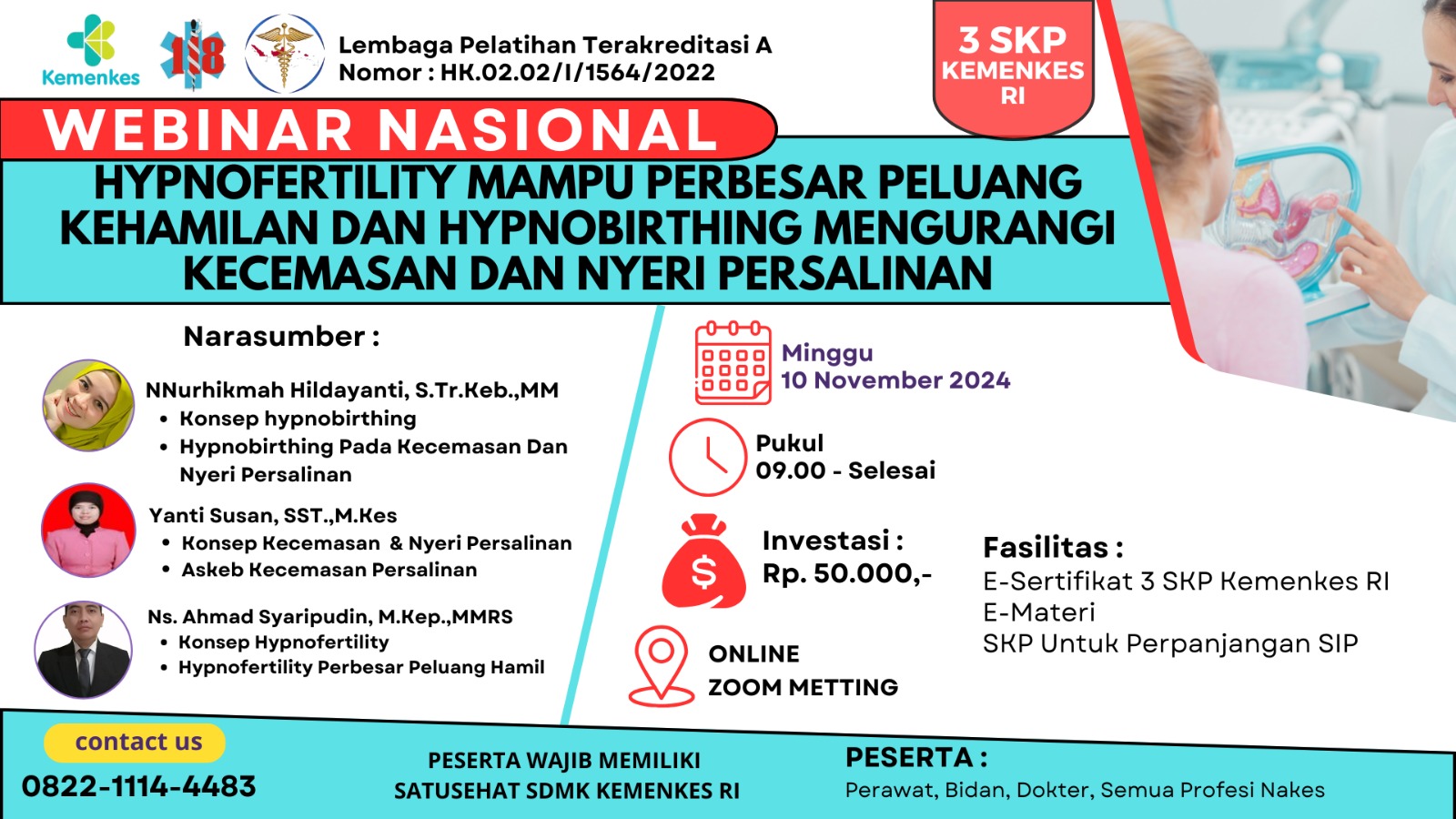 Webinar Nasional Hypnofertility Mampu Perbesar Peluang Kehamilan Dan Hynobirthing Untuk Mengurangi Kecemasan Dan Nyeri Persalinan