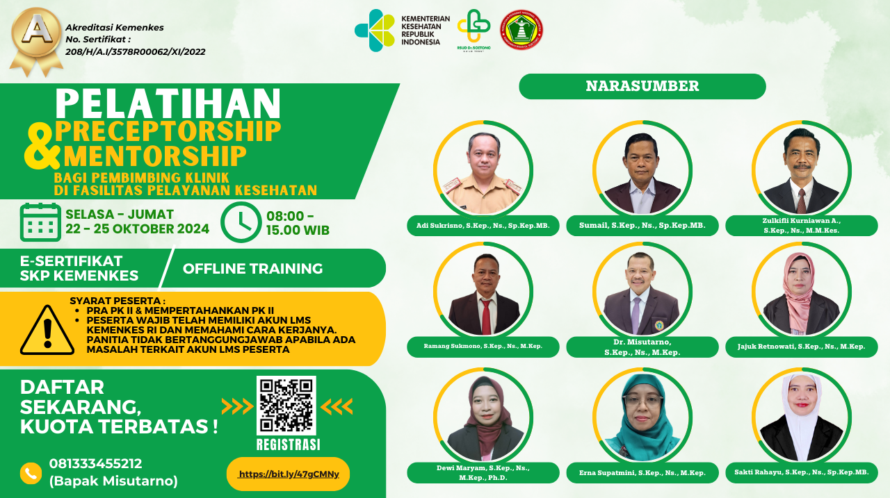 Pelatihan Preceptorship dan Mentorship bagi Pembimbing Klinik di Fasilitas Pelayanan Kesehatan - Angkatan 1A Tahun 2024