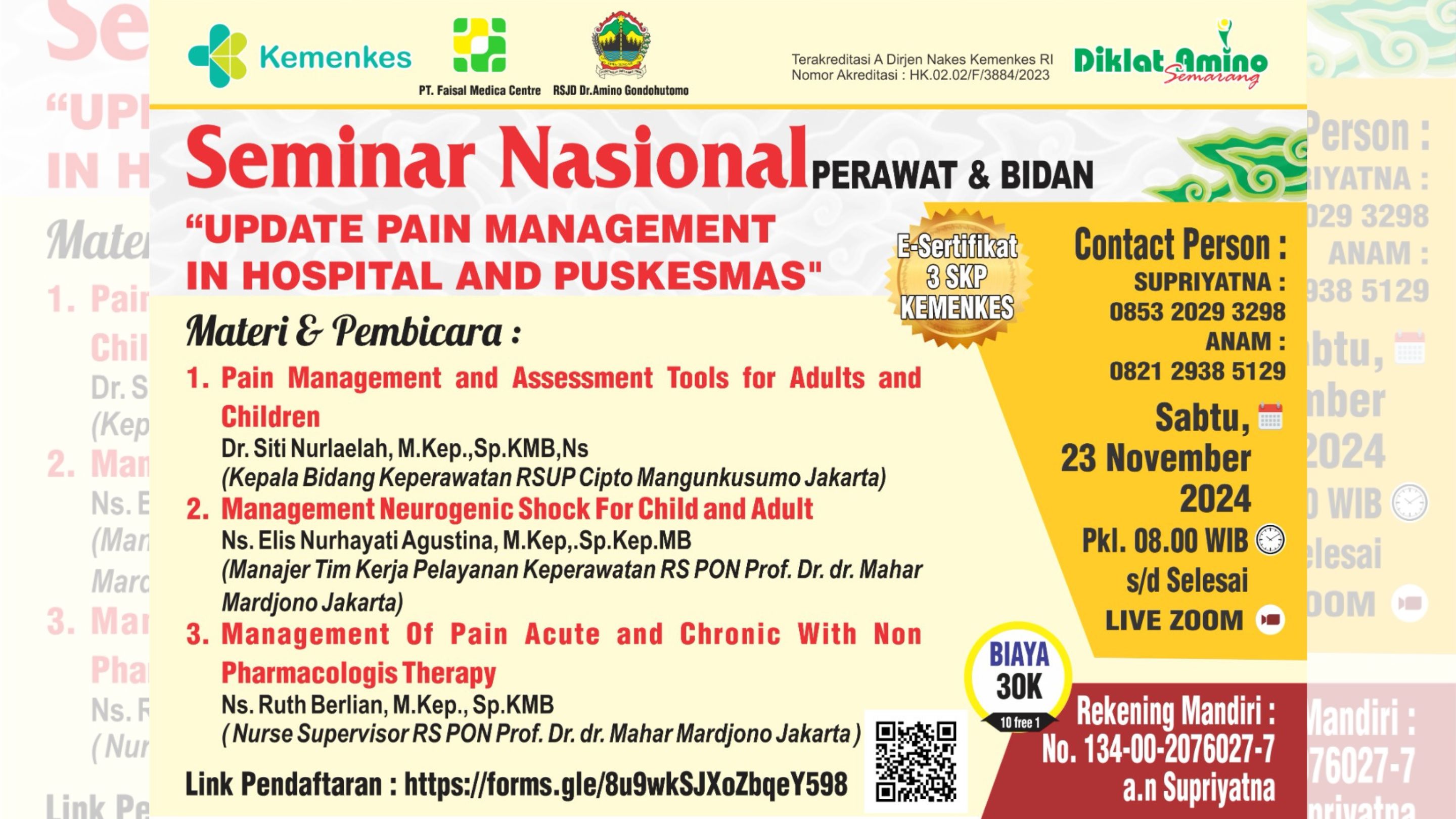 SEMINAR NASIONAL - UPDATE PAIN MANAGEMENT IN HOSPITAL AND PUSKESMAS