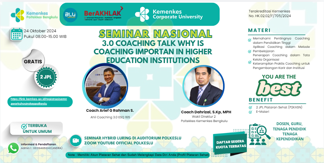 SEMINAR NASIONAL 3.0 COACHING TALK WHY IS COACHING IMPORTANT IN HIGHER EDUCATION INSTITUTIONS