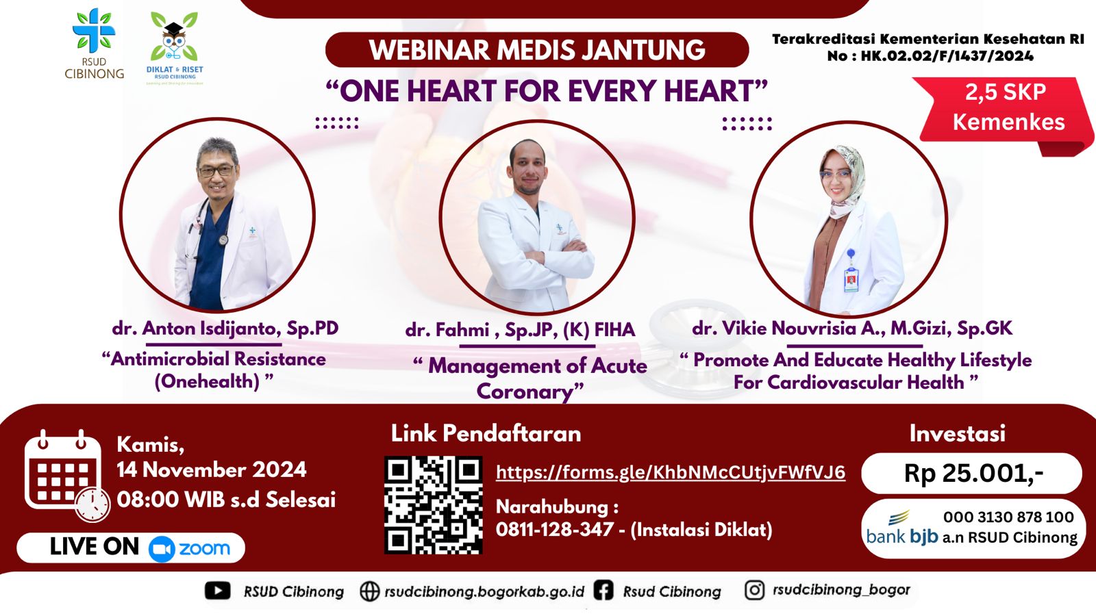 Webinar Medis Jantung  One heart for every heart Sosialisasi  Onehealth