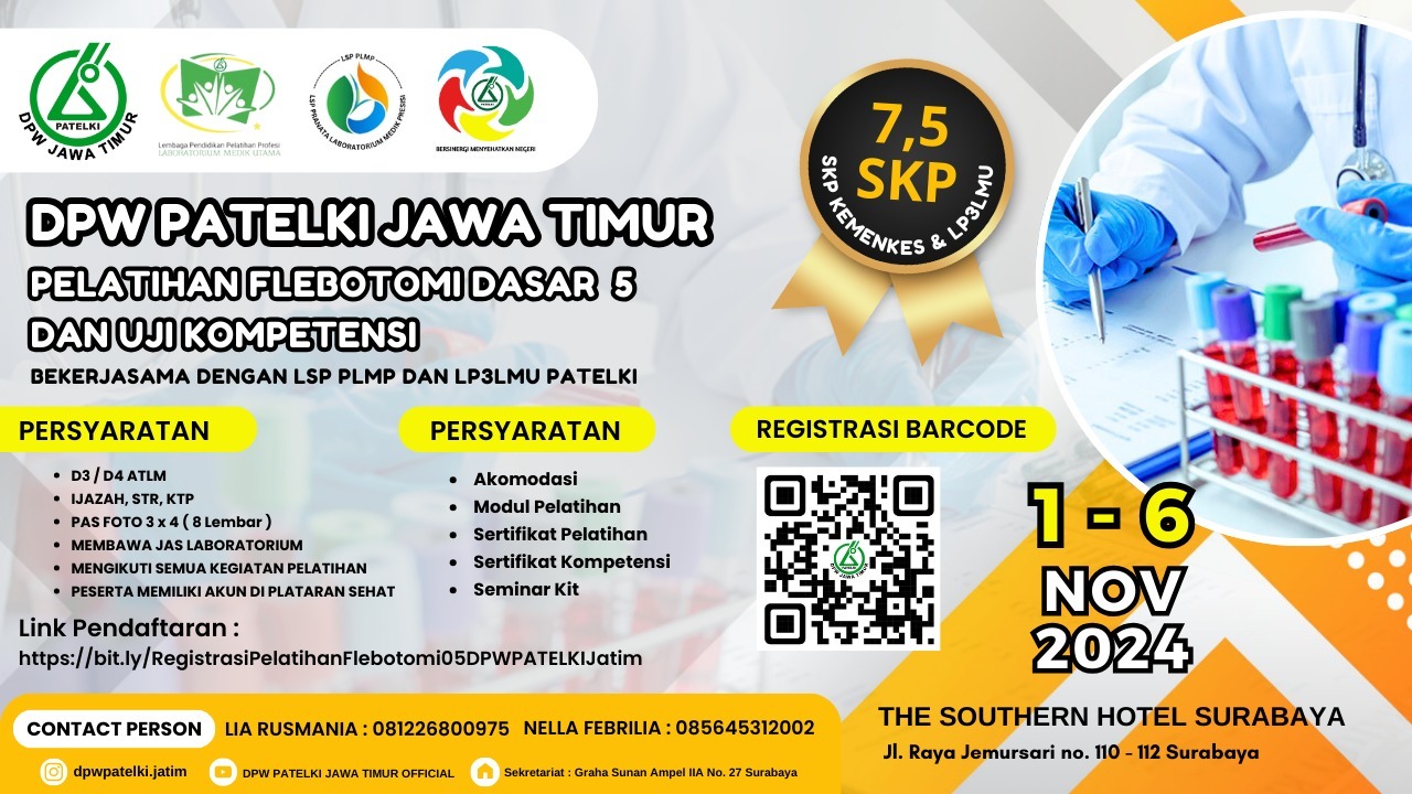 Pelatihan Flebotomi Dasar Angkatan Ke-22A _DPW PATELKI Jawa Timur