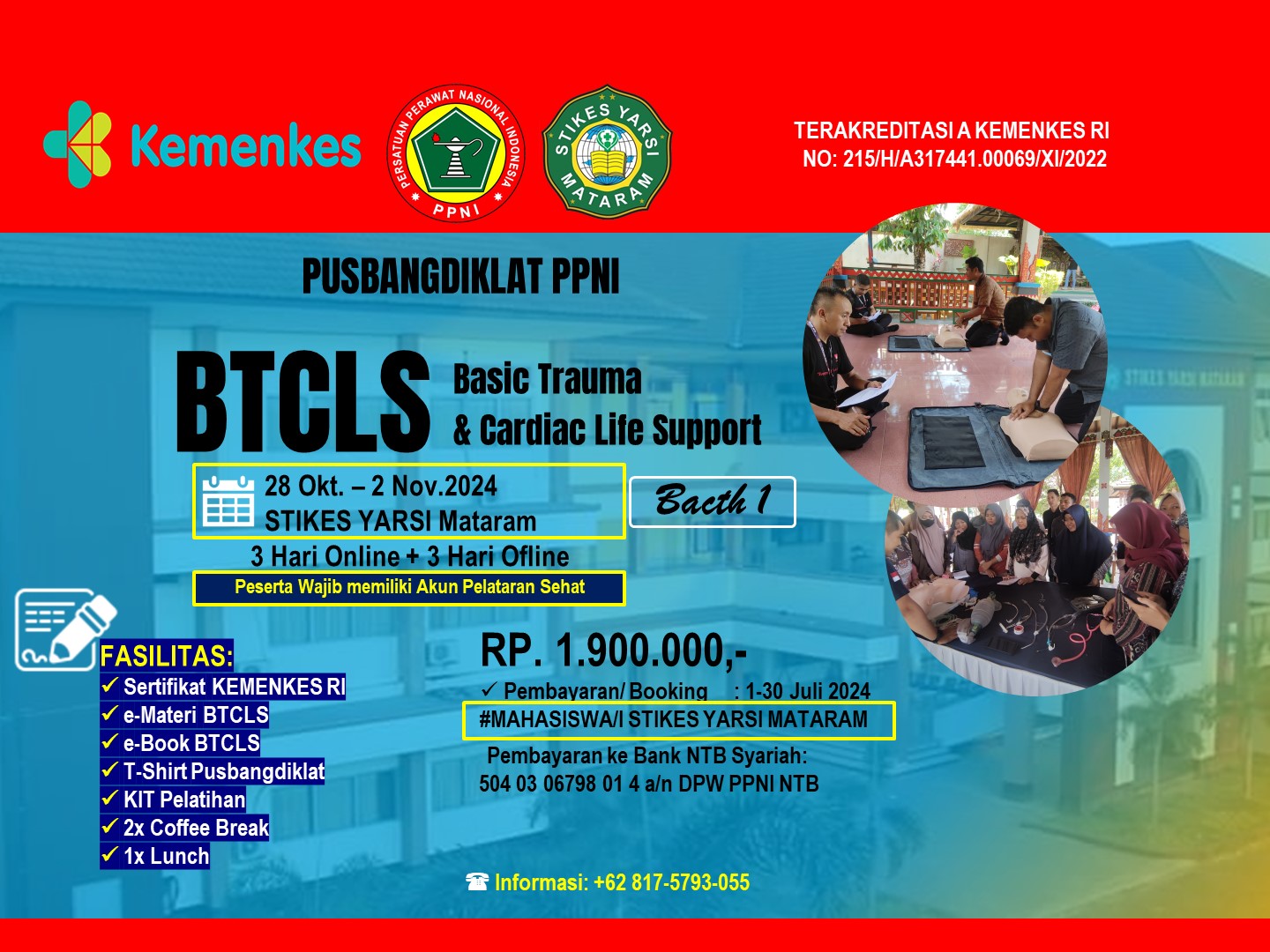 15945-Pelatihan Basic Trauma Cardiac Life Support (BTCLS) di STIKES Yarsi Mataram