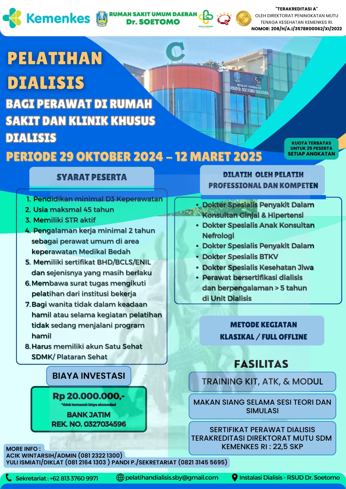 Pelatihan Dialisis bagi Perawat di Rumah Sakit dan Klinik Khusus Dialisis - Angkatan 4A Tahun 2024