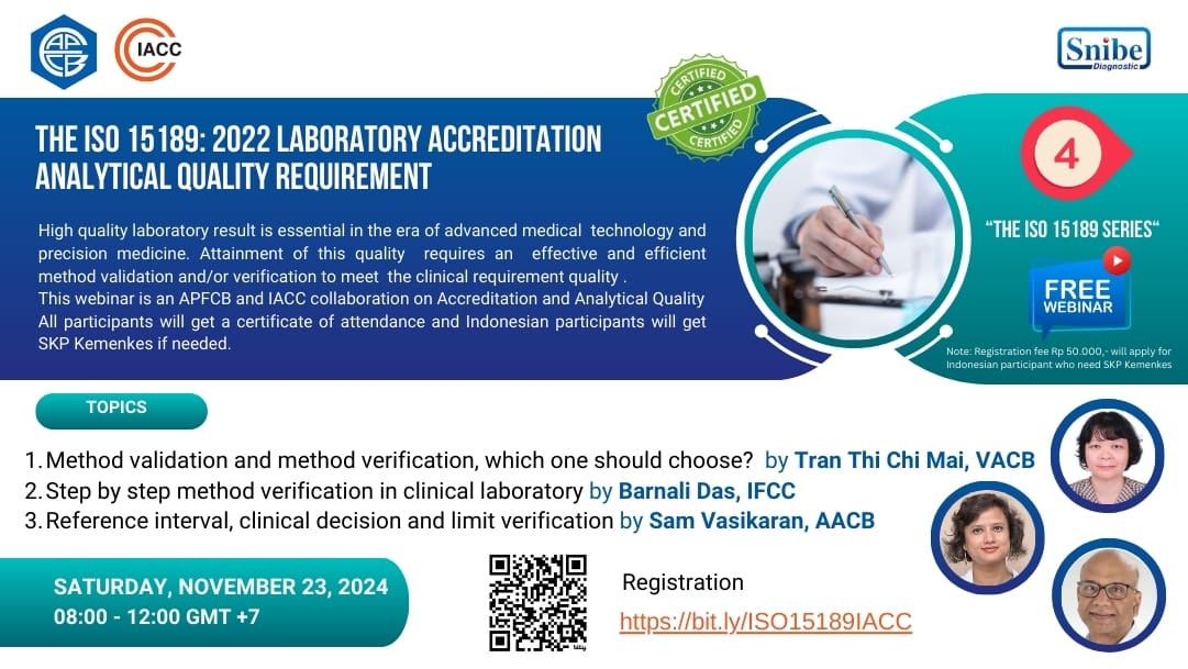 APFCB WEBINAR SERIES IV. THE ISO 15189 (2022 LABORATORY ACCREDITATION ANALYTICAL QUALITY REQUIREMENT)