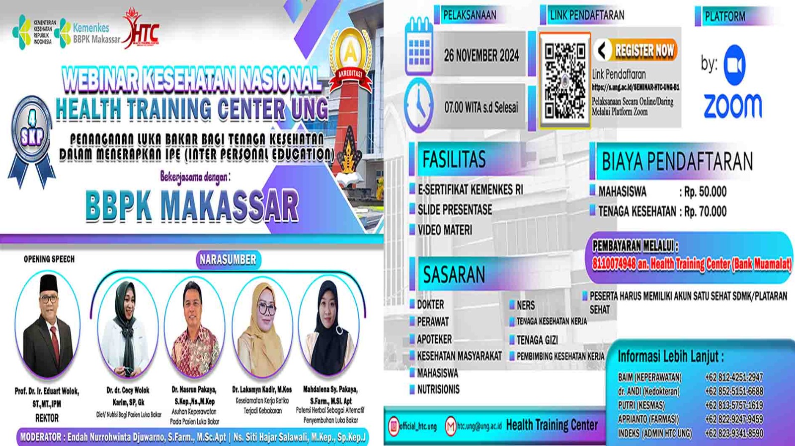 Webinar Penanganan Luka Bakar Bagi Tenaga Kesehatan dalam Menerapkan IPE (Inter Personal Education) Kerjasama Health Training Center (HTC) Universitas Negeri Gorontalo