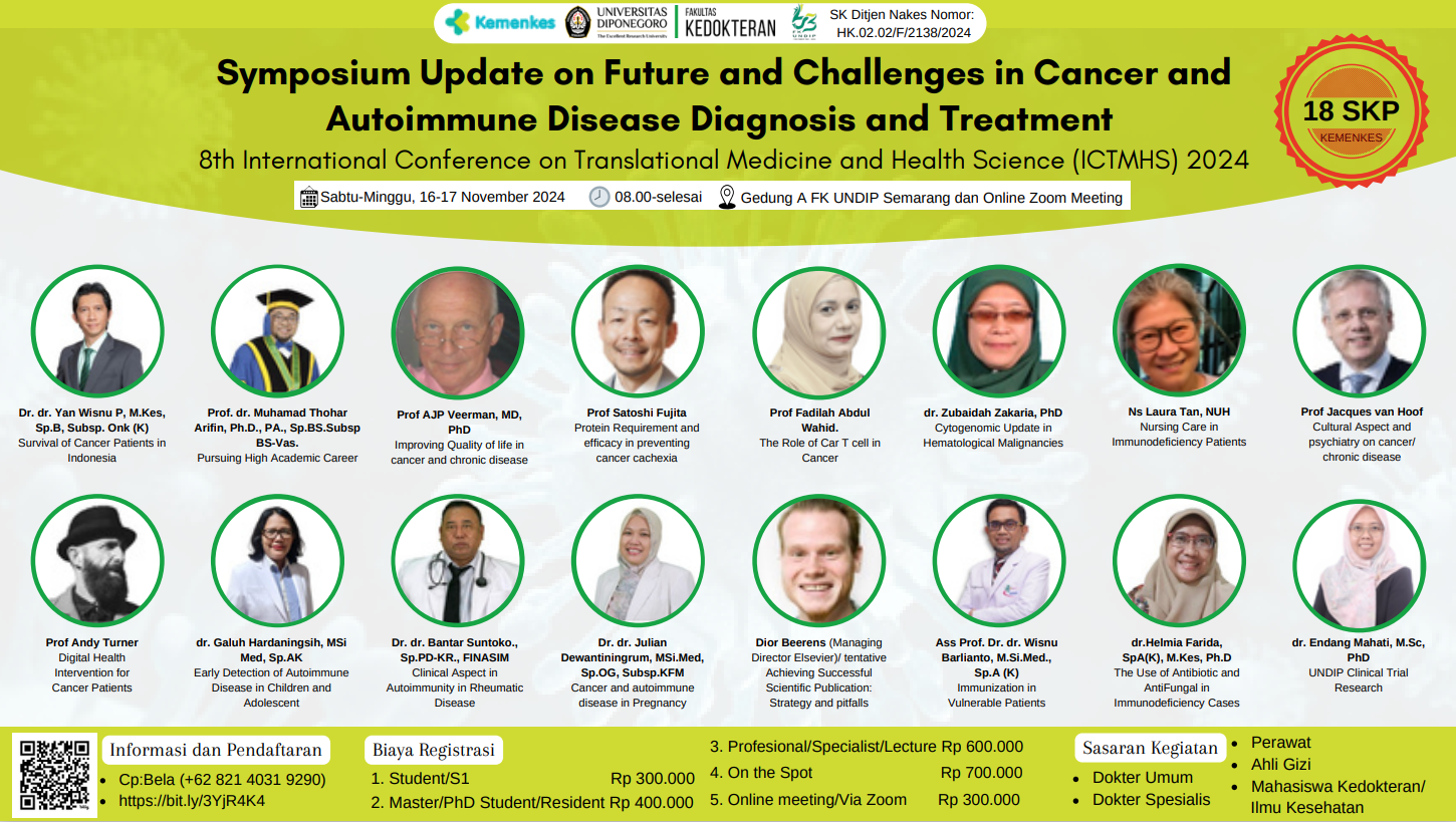 SYMPOSIUM 8TH INTERNATIONAL CONFERENCE ON TRANSLATIONAL MEDICINE AND HEALTH SCIENCE (ICTMHS) TAHUN 2024