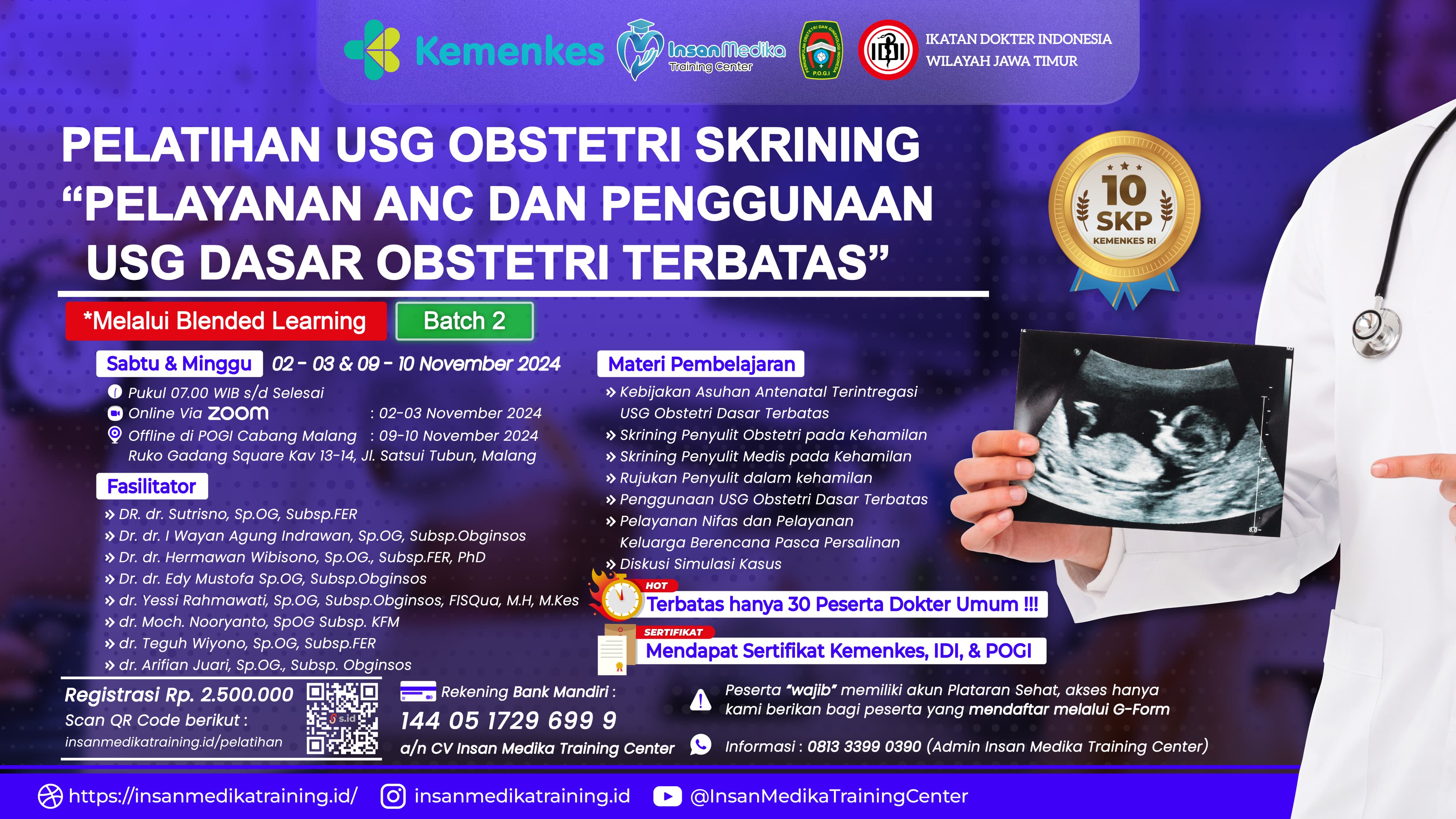 Pelatihan ANC dan Penggunaan USG Dasar Obstetri Terbatas Melalui Blended Learning Batch II