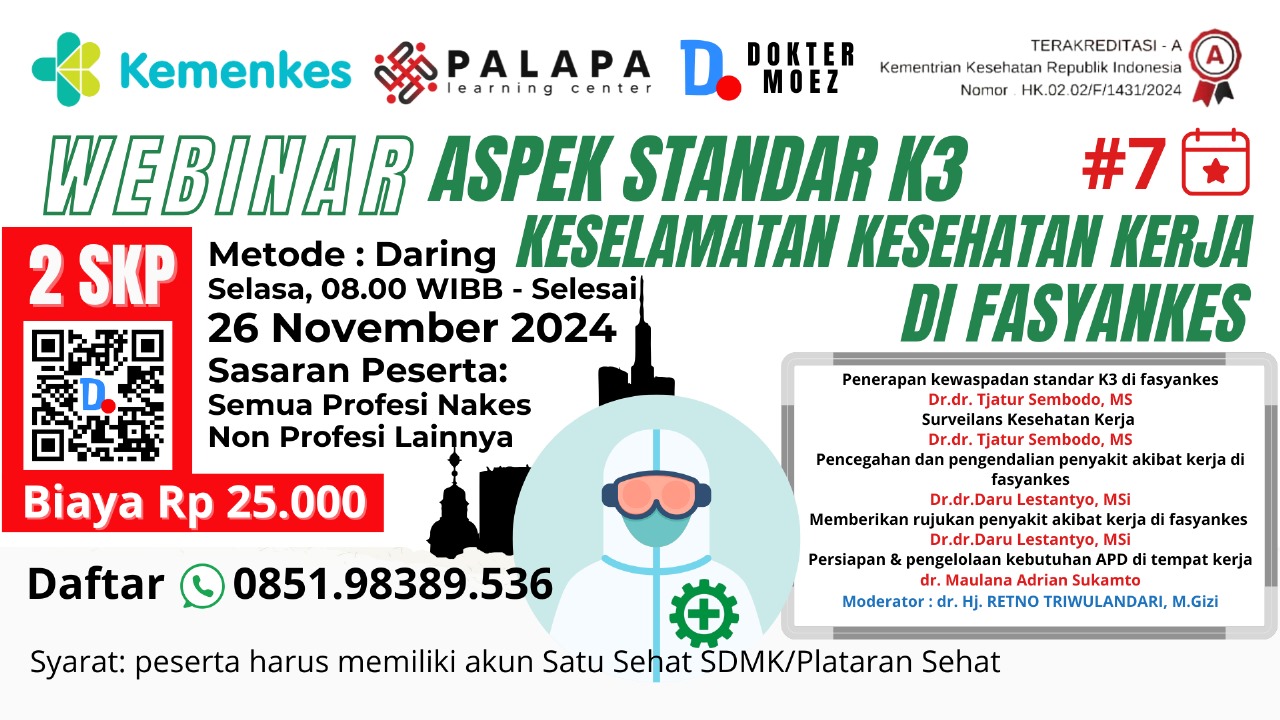 Webinar Aspek Standar K3 di Fasyankes