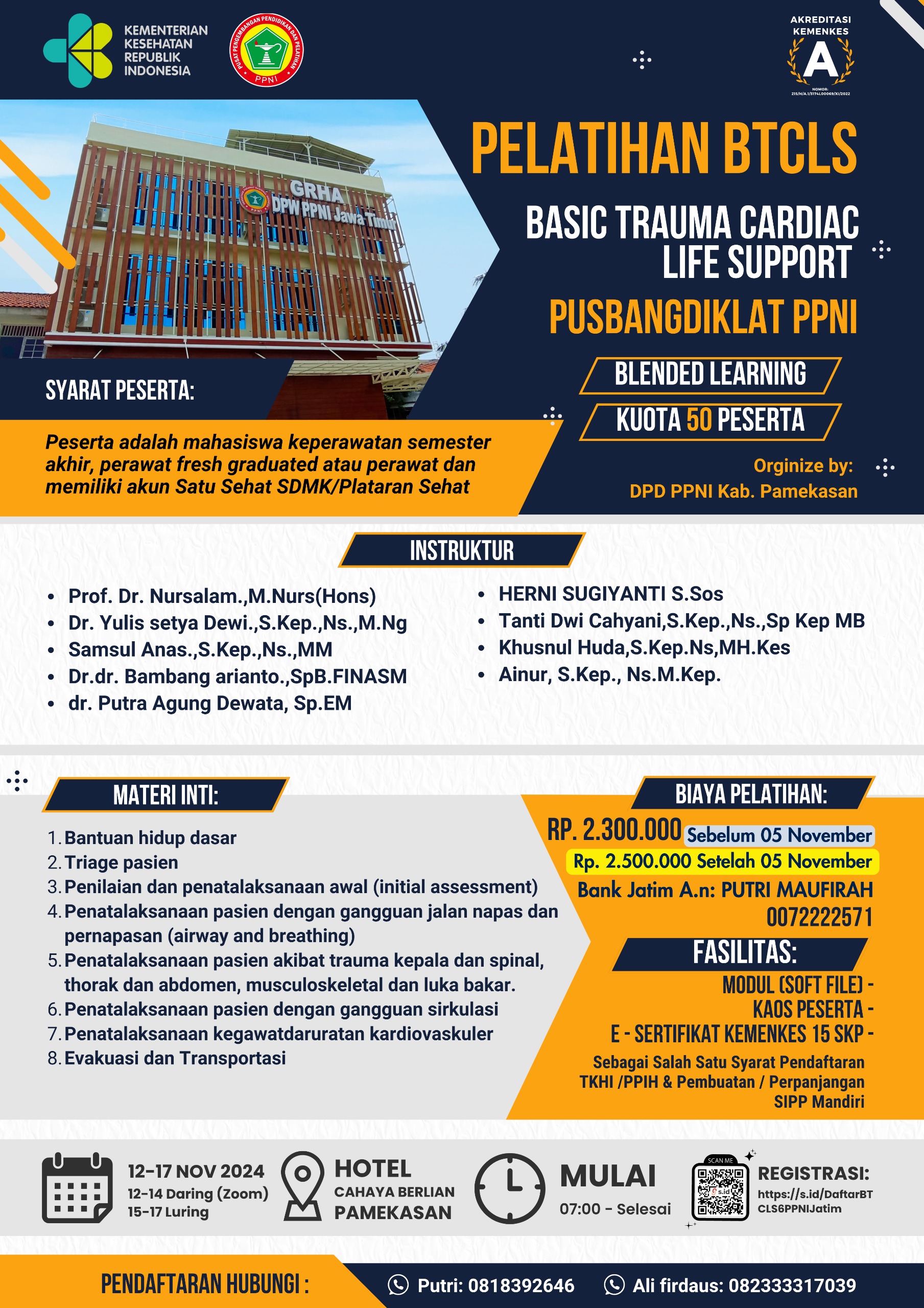 16262-Pelatihan Basic Trauma Cardiac Life Support (BTCLS) di Hotel Cahaya Berlian Pamekasan Kelas B
