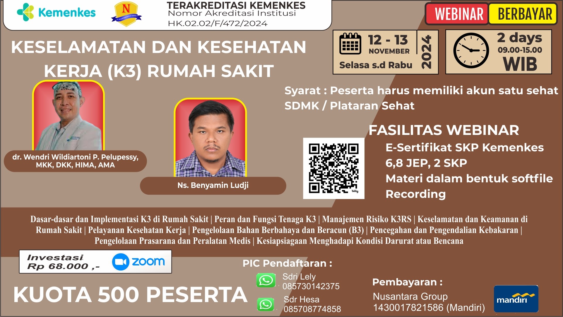WEBINAR KESEHATAN DAN KESELAMATAN KERJA RUMAH SAKIT (K3RS)