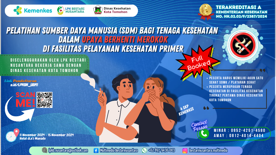 Pelatihan Sumber Daya Manusia (SDM) bagi Tenaga Kesehatan dalam Upaya Berhenti Merokok (UBM) di Fasilitas Pelayanan Kesehatan Primer Bekerjasama Dengan Dinkes Kota Tomohon