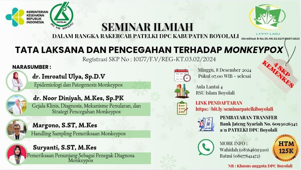 Seminar Ilmiah Tata Laksana dan Pencegahan Monkey pox_DPC PATELKI Boyolali Jawa Tengah
