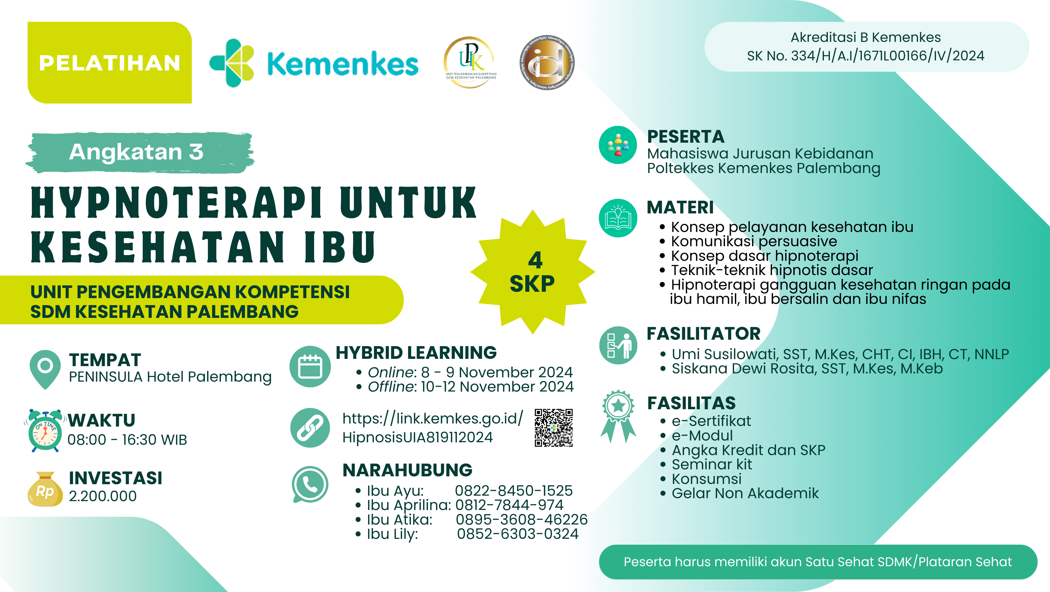Pelatihan Hypnoterapi untuk Kesehatan Ibu Angkatan 3
