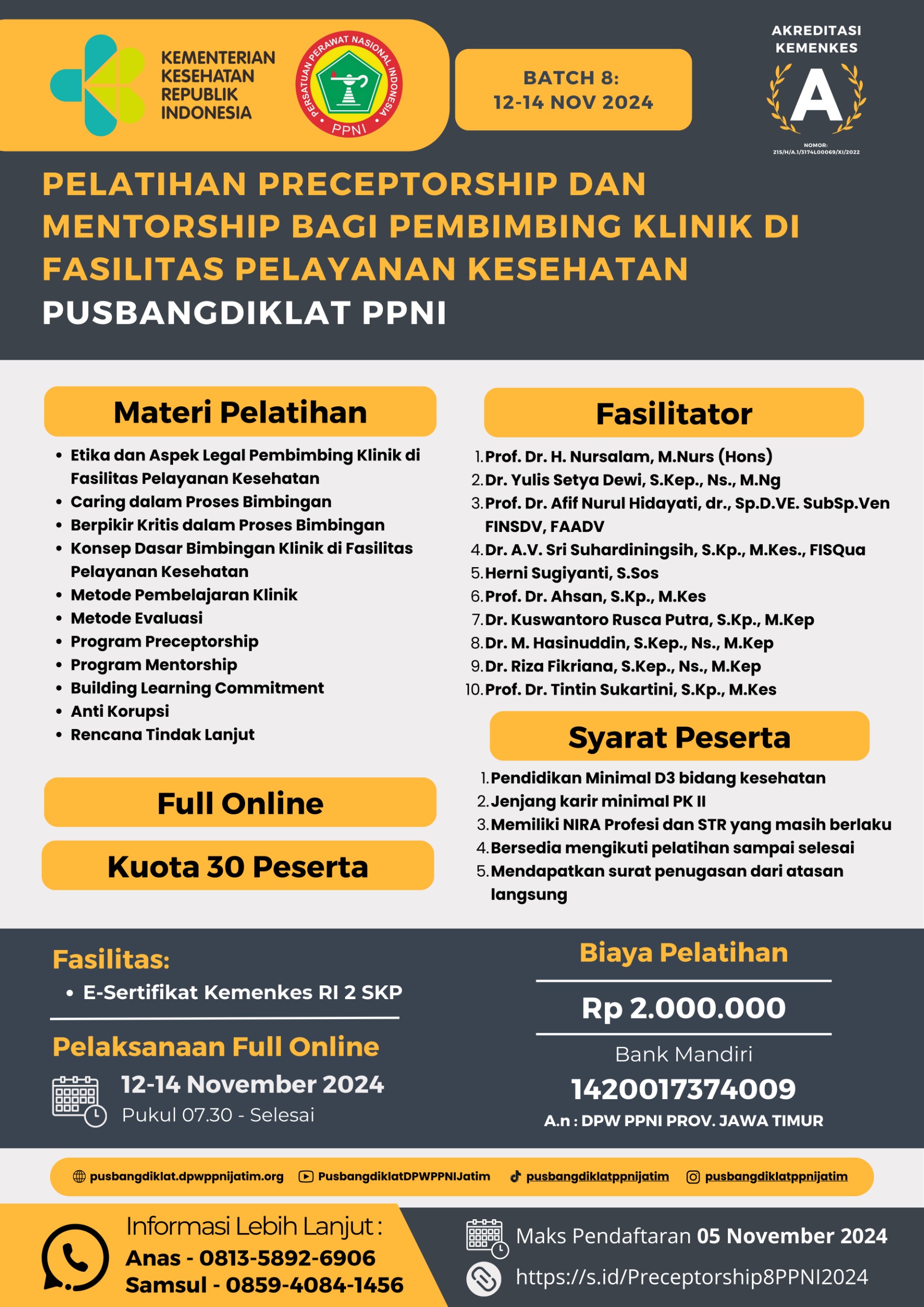 16663-Pelatihan Preceptorship dan Mentorship bagi Pembimbing Klinik di Fasilitas Pelayanan Kesehatan