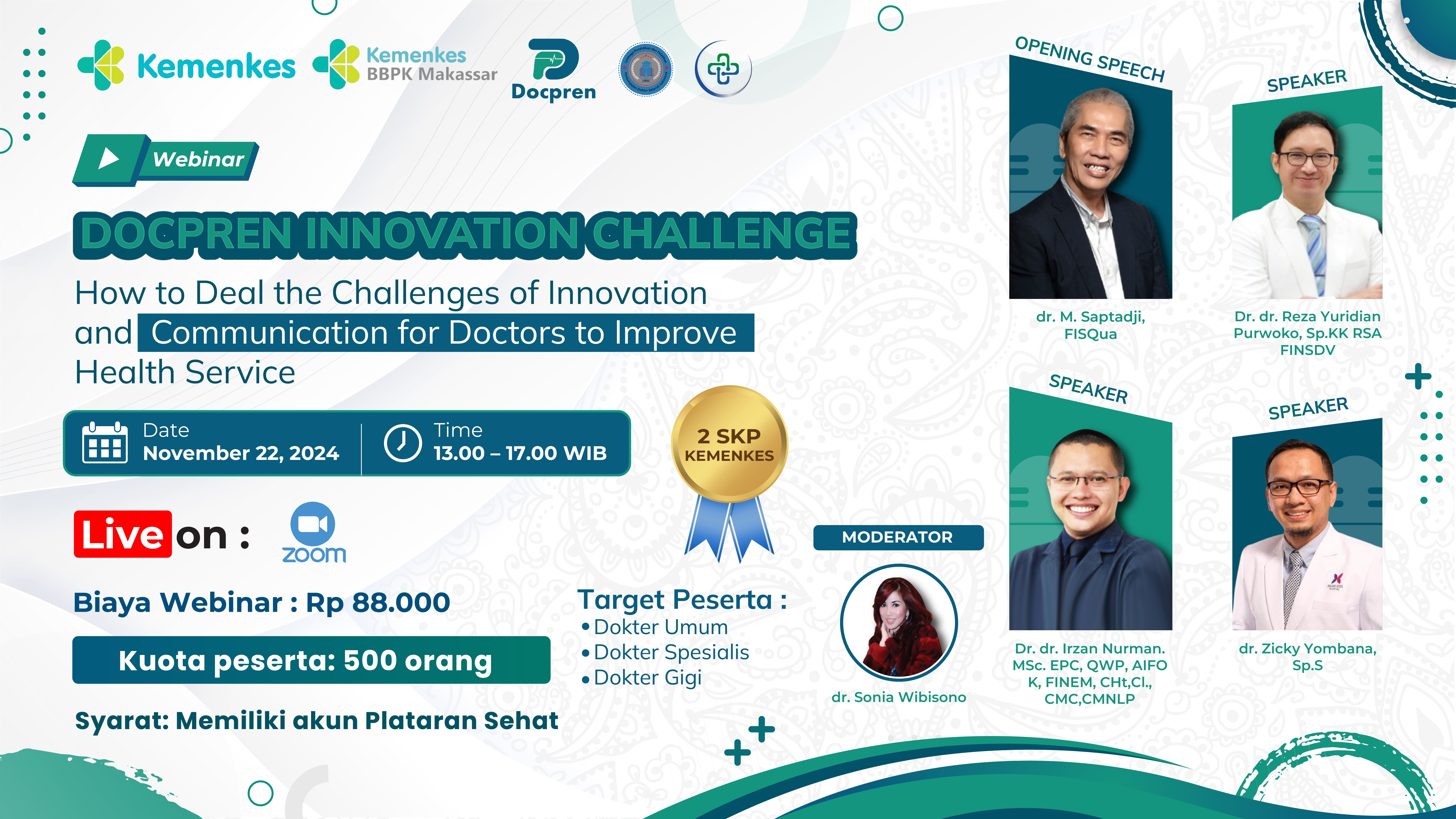 Webinar DocPren Innovation Challenge Kerja Sama dengan Perhimpunan Digital Medis Indonesia dan DocPreneur