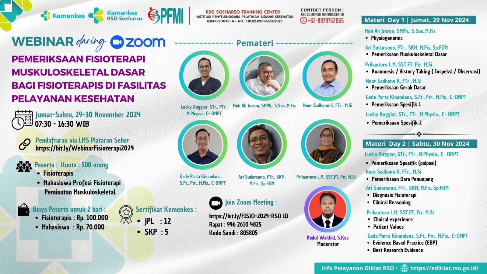 Webinar Pemeriksaan Fisioterapi Muskuloskeletal Dasar Bagi Fisioterapis di Fasilitas Pelayanan Kesehatan