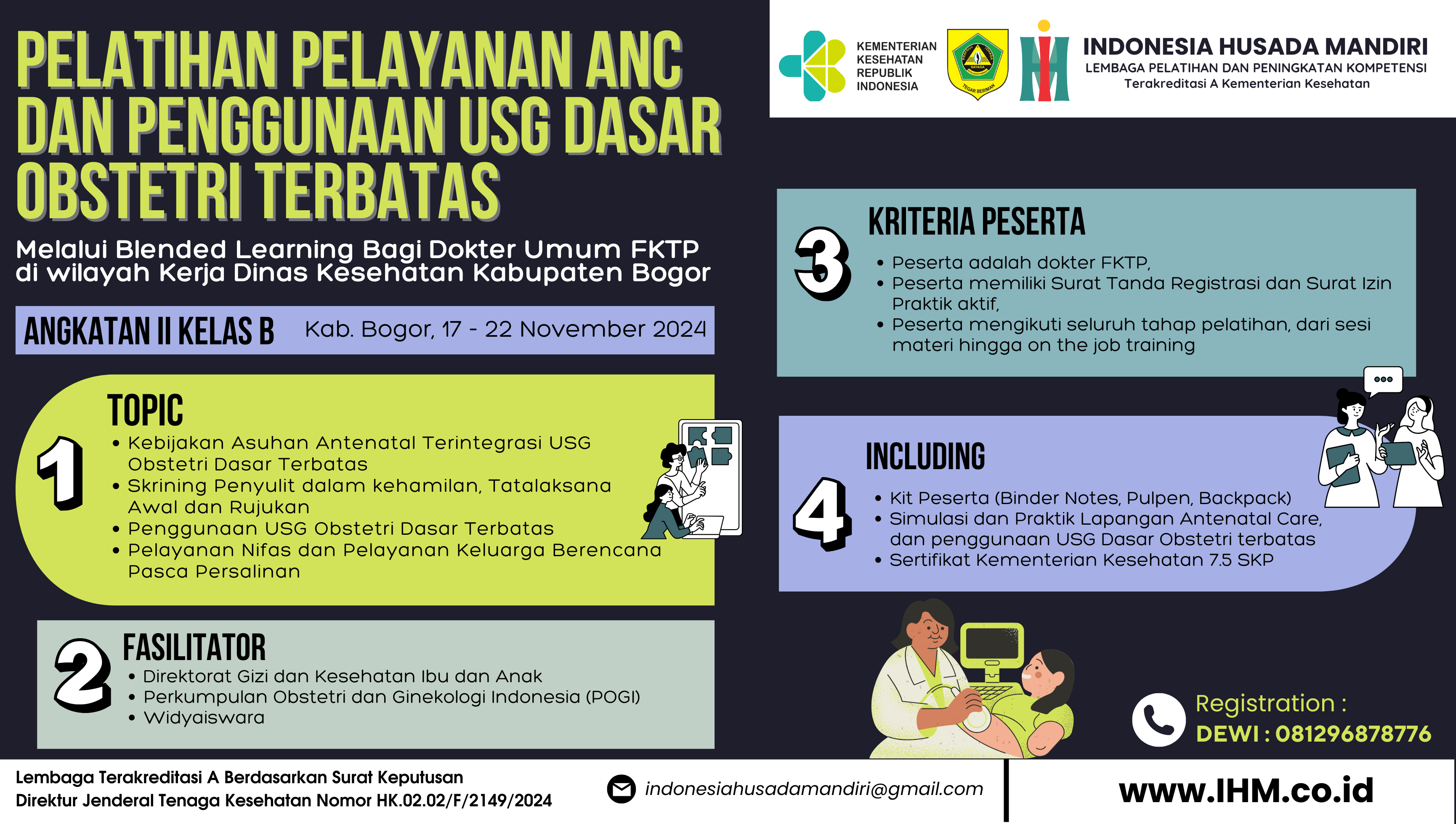 Pelatihan Pelayanan ANC dan Penggunaan USG Dasar Obstetri Terbatas Melalui Blended Learning Dinas Kesehatan Kabupaten Bogor Angkatan II Kelas B