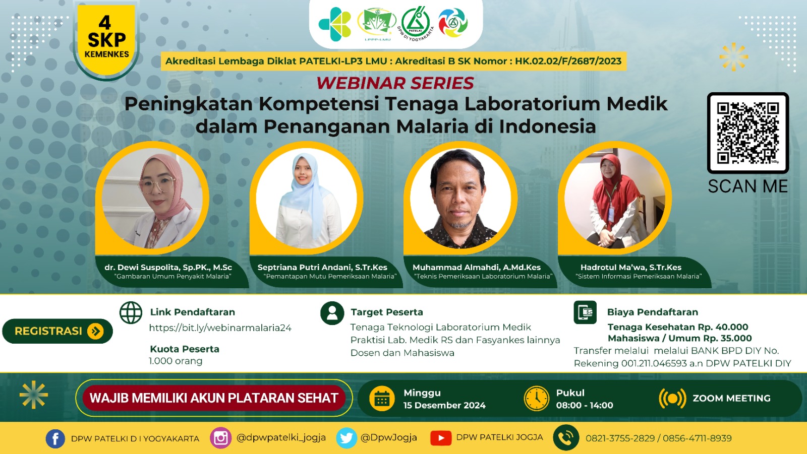 Webinar Peningkatan Kompetensi Tenaga Laboratorium Kesehatan Dalam Penanganan Malaria Di Indonesia_DPW PATELKI DIY