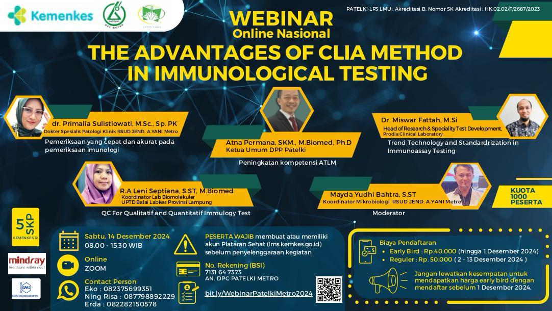 Webinar The Advantages Of The Clia Method In Immunological Testing_DPC PATELKI Metro Lampung