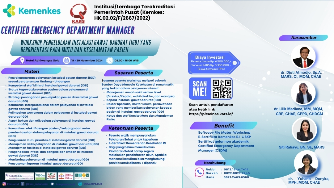 Workshop Pengelolaan Instalasi Gawat Darurat (IGD) yang Berorientasi pada Mutu dan Keselamatan Pasien