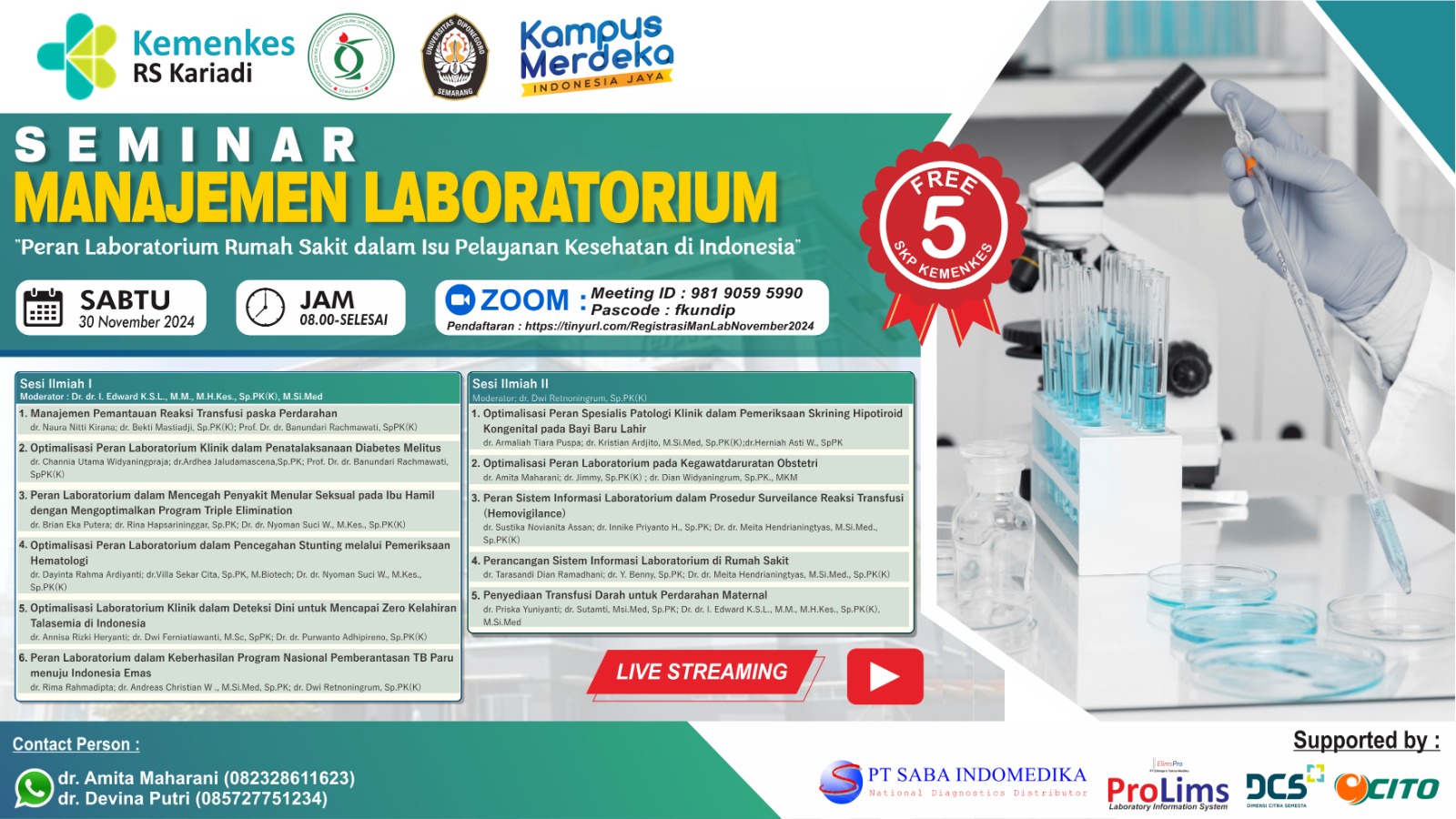 Webinar Manajemen Laboratorium Peran Laboratorium Rumah Sakit Dalam Issue Pelayanan Kesehatan Di Indonesia