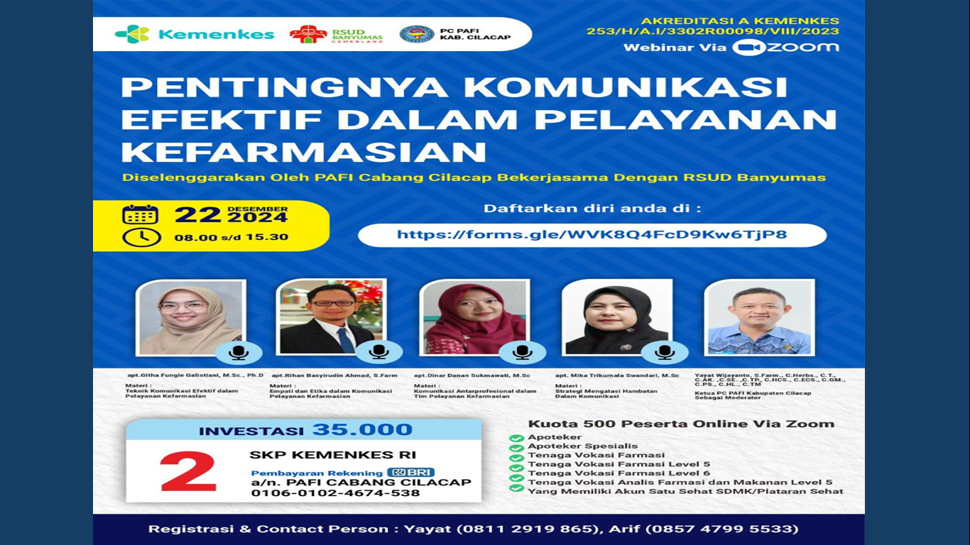 WEBINAR PENTINGNYA KOMUNIKASI EFEKTIF DALAM PELAYANAN KEFARMASIAN