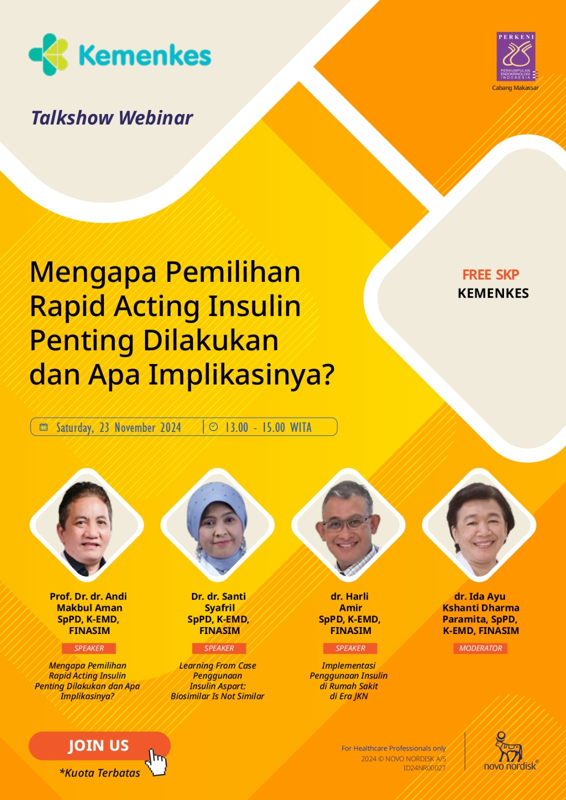 Webinar Mengapa pemilihan Rapid Acting Insulin Penting Dilakukan dan Apa implikasinya