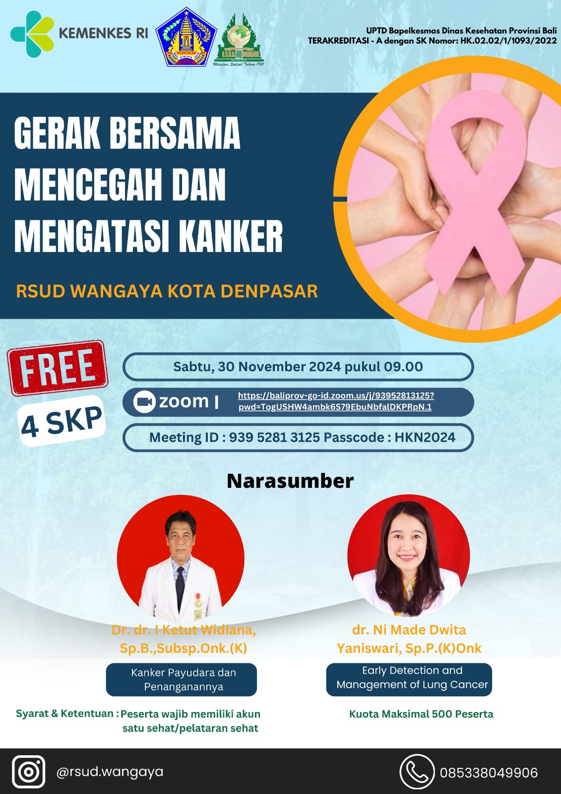 Webinar Gerak Bersama Mencegah dan Mengatasi Kanker -  RSUD WANGAYA KOTA DENPASAR