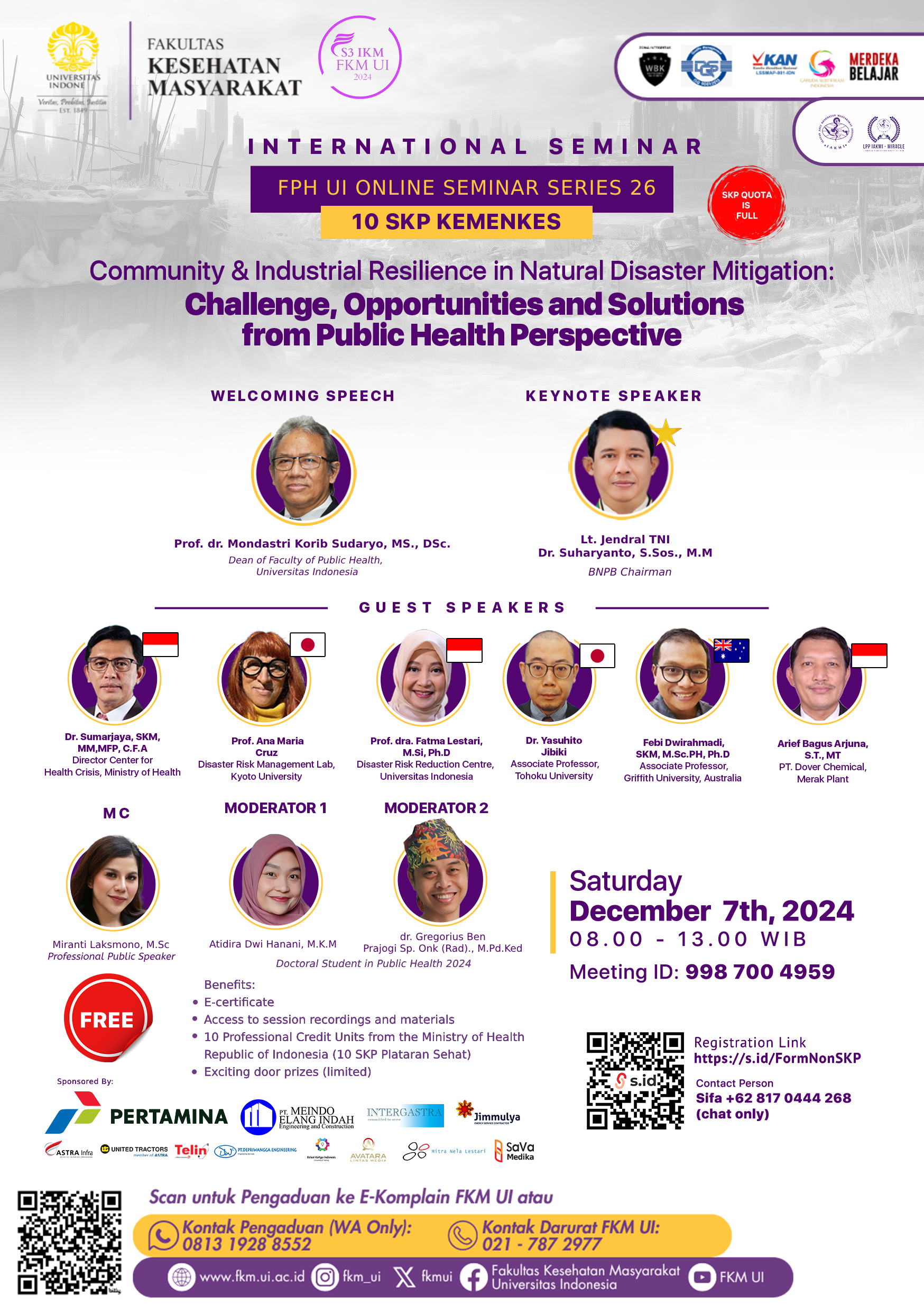 International Seminar Community  Industrial Resilience in Natural Disaster Mitigation  Challenge, Opportunities and Solutions from Public Health Perspective