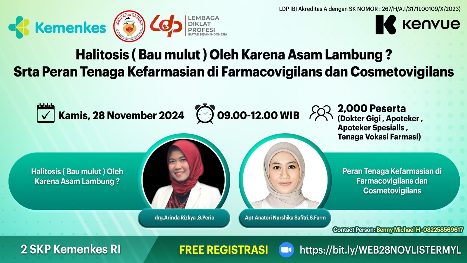 Webinar Halitosis (Bau mulut) oleh karena Asam Lambung serta Peran Tenaga Kefarmasian di Farmacovigilans dan Cosmetovigilans