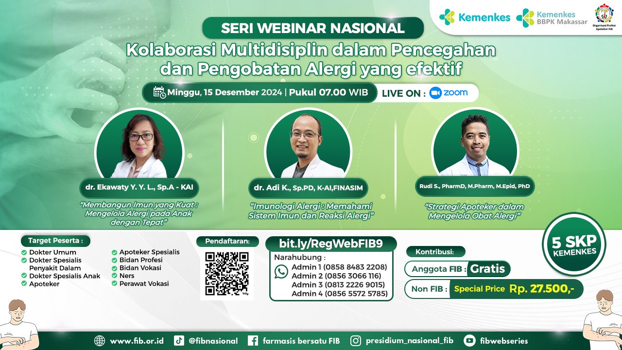 Webinar Kolaborasi Multidisiplin dalam Pencegahan dan Pengobatan Alergi yang Efektif Kerja Sama dengan Farmasis Indonesia Bersatu