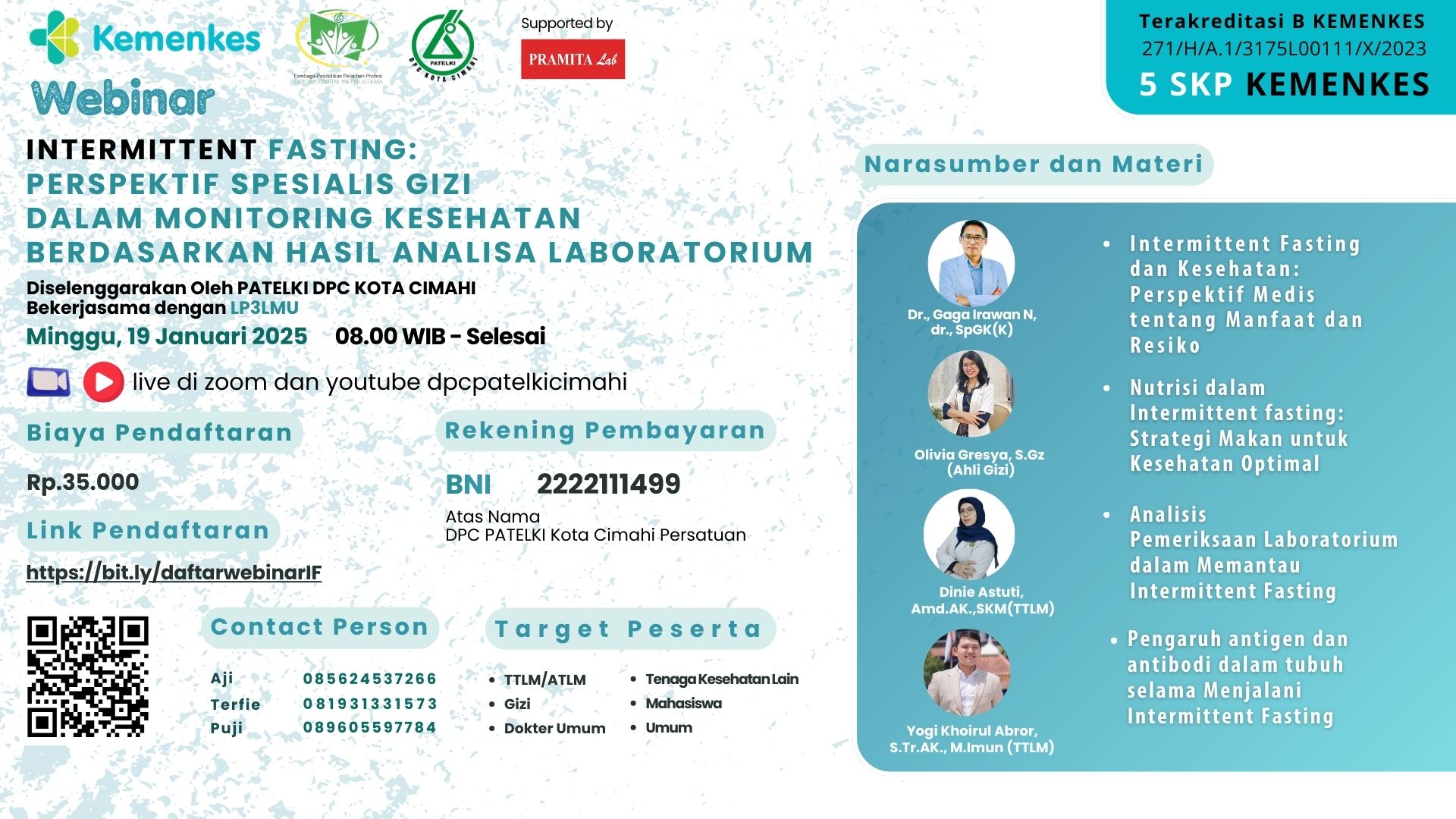 Intermittent Fasting Perspektif Spesialis Gizi Dalam Monitoring Kesehatan Berdasarkan Hasil Analisa Laboratorium_DPC PATELKI Cimahi