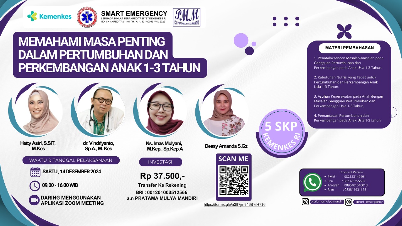 WEBINAR PRATAMA MULYA MANDIRI dengan Tema MEMAHAMI MASA PENTING DALAM PERTUMBUHAN DAN PERKEMBANGAN ANAK 1-3 TAHUN