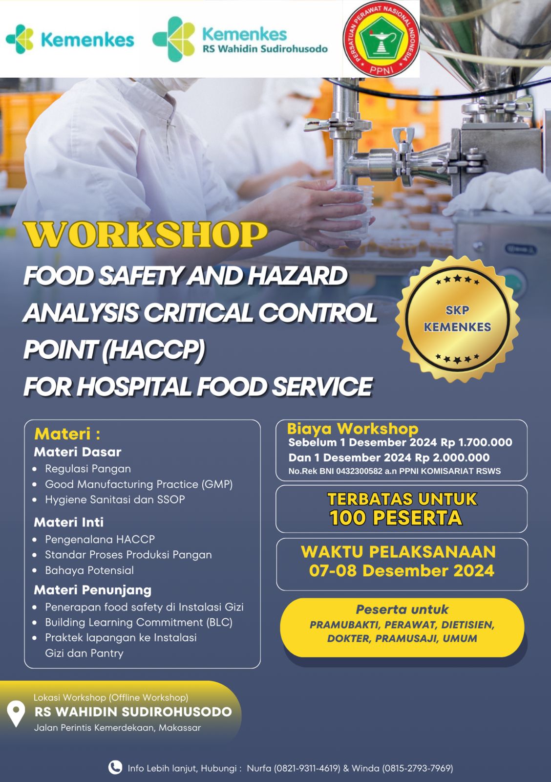 FOOD SAFETY AND HAZARD ANALYSIS CRITICAL CONTROLPOINT (HACCP) FOR HOSPITAL FOOD SERVICE