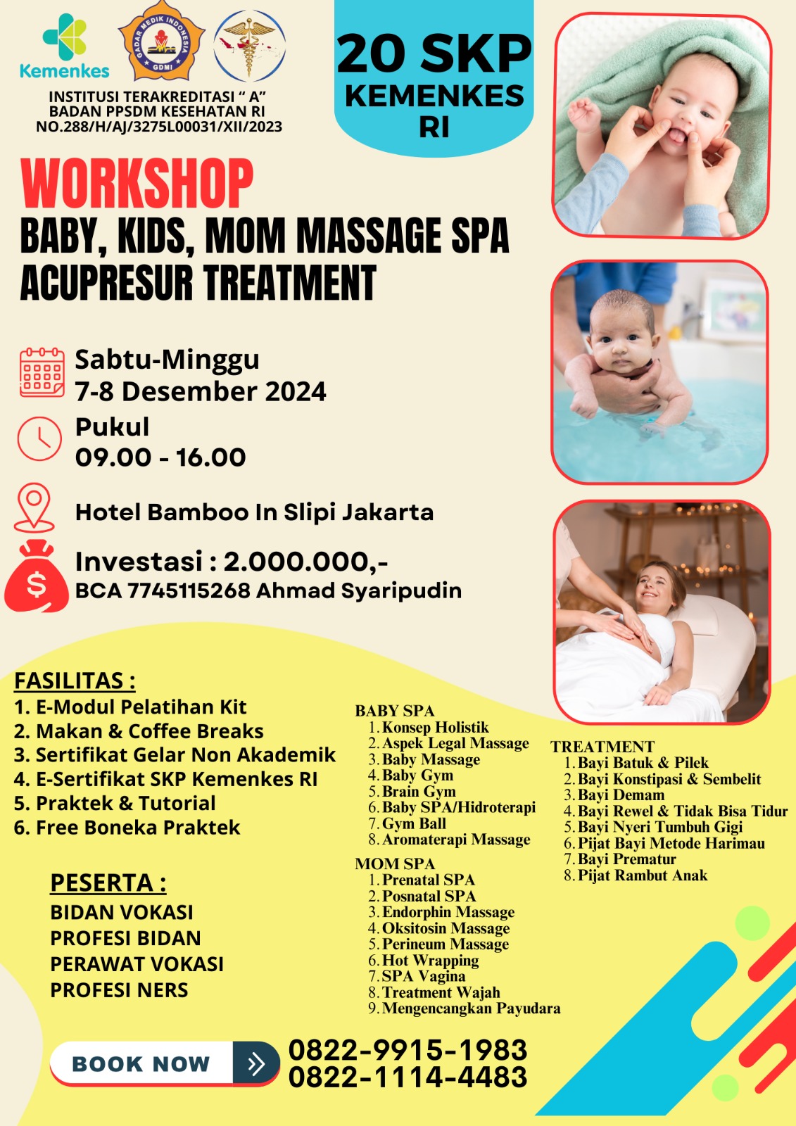 WORKSHOP BABY, KIDS, MOM MASSAGE SPA ACUPRESUR TREATMENT