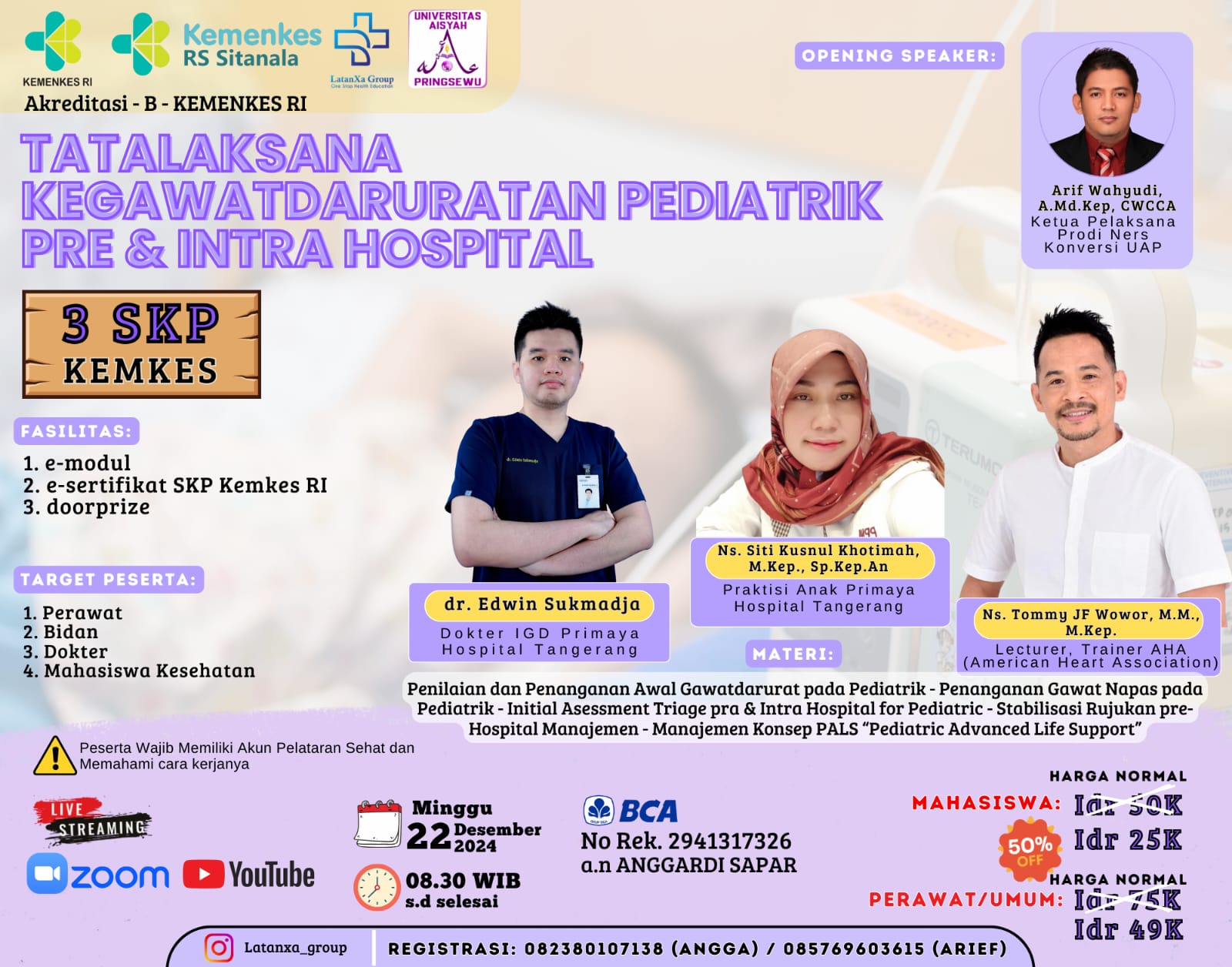 WEBINAR EMERGENCY PEDIATRIC TATALAKSANA KEGAWATDARURATAN PEDIATRIK PRE  INTRA HOSPITAL