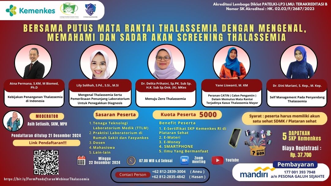 Bersama Putus Mata Rantai Thalassemia Dengan Mengenal, Memahami dan Sadar Akan Screening Thalassemia_PT. Pesona Galuh Sejahtera